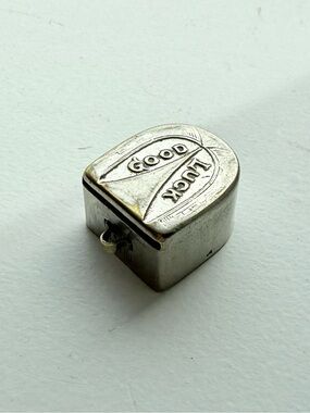 Vintage Good Luck Horseshoe Dime Keeper Silver Tone Vesta Pendant